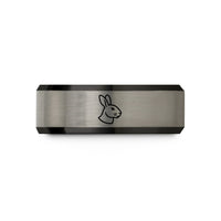 unique presents for her – black & silver tungsten flemish giant wedding band