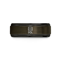 engraved wedding band men – gunmetal & black tungsten sql wedding band