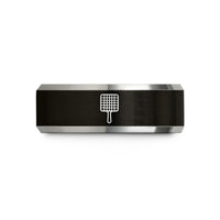 best presents for wife – black & silver tungsten cooling rack wedding band