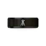 custom rings for her – black tungsten survey tripod level wedding band