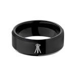 personalized jewelry for wife – black tungsten survey tripod level wedding band