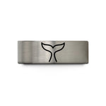 engraved ring for wife – blue & silver tungsten whale tail wedding band