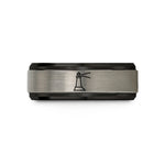 women's tungsten wedding band – black & blue & grey tungsten breakwater lighthouse beam wedding band