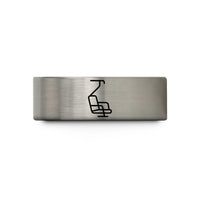 ladies tungsten carbide ring – blue & gray tungsten chairlift wedding band