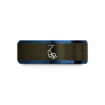 women's comfort fit ring – gunmetal & blue tungsten chairlift wedding band