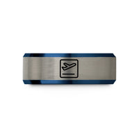 blue color ring men – blue & grey tungsten departure icon wedding band
