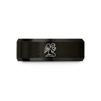 ladies wedding band ideas – black tungsten kneeling angel prayer wedding band
