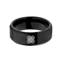stylish women's wedding band – black tungsten quaternary knot wedding band
