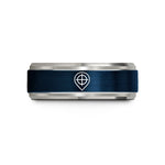 office present for her – blue & grey tungsten crosshair target pin wedding band