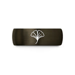 unique present for her – gunmetal & rose gold tungsten ginkgo leaf wedding band
