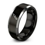 engraved presents for colleagues – black & gray tungsten paring knife ring