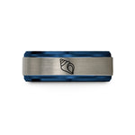 matching bands for couples – blue & grey tungsten conch shell wedding band