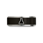 custom wedding rings set – black & grey tungsten erlenmeyer flask wedding band