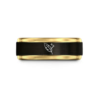 tungsten wedding bands men – black & gold tungsten feather stick sparks wedding band