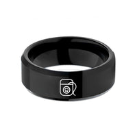 his and hers wedding bands – black tungsten floss icon wedding band