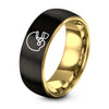 Football Helmet – Tungsten Wedding Band, 8 mm, Gold, Black Comfort-Fit Unisex