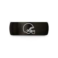 engraved rings for couples – black & gold tungsten football helmet wedding band