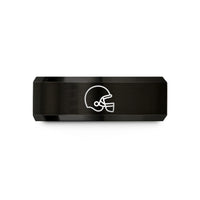 couples tungsten wedding band – black tungsten football helmet wedding band