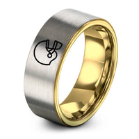 matching wedding bands men – gold & silver tungsten football helmet ring