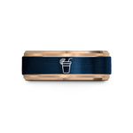 engraved rings for partners – blue & rose gold tungsten lemonade cup wedding band