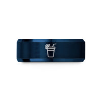 engraved rings for partners – blue tungsten lemonade cup wedding band