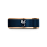 matching bands for couples – rose gold & blue tungsten lemonade cup wedding band