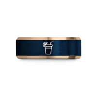 matching bands for couples – rose gold & blue tungsten lemonade cup wedding band