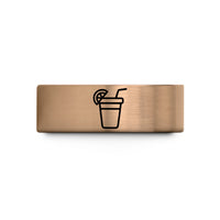 matching bands for couples – rose gold & blue tungsten lemonade cup wedding band