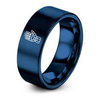 engraved tungsten ring set – blue tungsten powered exoskeleton hand ring