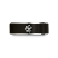 men’s wedding ring – black & gray tungsten fenrir wedding band