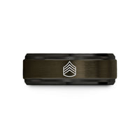 unique presents for husband – gunmetal & black tungsten sergeant stripes wedding band