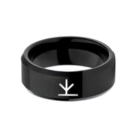 engraved bands for her – black tungsten chicken tracks wedding band