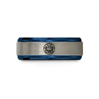 engraved rings for siblings – blue & gray tungsten hammock circle wedding band