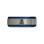 unique best sister present – black & blue & gray tungsten space capsule wedding band