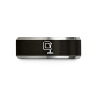 birthday present for him – black & silver tungsten f clamp wedding band