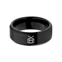 tungsten rings for men – black tungsten marching tom sticks wedding band