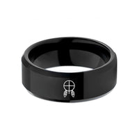 unique presents for him – black tungsten medicine wheel pair wedding band