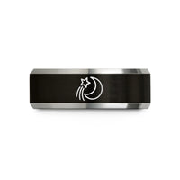 personalized presents for him – black & silver tungsten shooting star wedding band