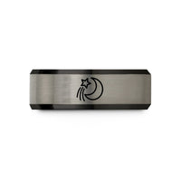 cool presents for guys – black & gray tungsten shooting star wedding band