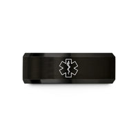 matching tungsten rings set – black tungsten emt badge wedding band