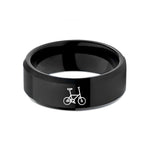 tungsten rings for couples – black tungsten folding bike wedding band