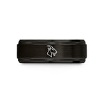 matching wedding rings – black & rose gold tungsten goat wedding band