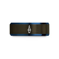 couples tungsten wedding bands – gunmetal & blue tungsten probe tip wedding band