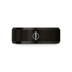 couples wedding band sets – black tungsten spear shield wedding band