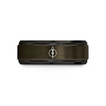 matching rings for partners – gunmetal & black tungsten spear shield wedding band