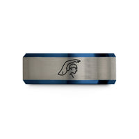 unique presents for couples – black & blue & silver tungsten swimmer backstroke wedding band