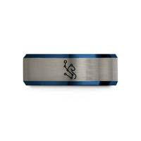 special present for her – black & blue & gray tungsten andromeda wedding band