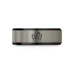 unique presents for her – black & gray tungsten aunt angel wings wedding band