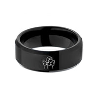 best presents for mothers – black tungsten aunt angel wings wedding band