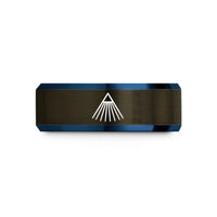 best presents for mom – gunmetal & blue tungsten diffraction grating wedding band